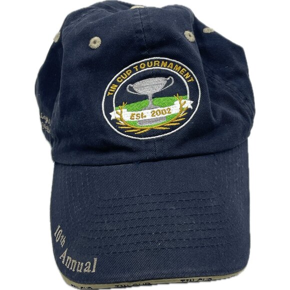Tin Cup Tournament Golf Hat 10th Annual Adjustable Navy Cap Top of the World - Picture 1 of 7